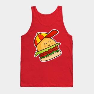 Funky Burger wearing hat Tank Top